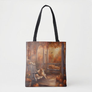 Herbstliche Veranda Katze und Hund festliche Herbs Tasche