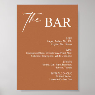 Herbstliche verbrannte orange Hochzeitsbar-Schilde Poster