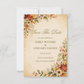 Herbstliche Vintage-Blumen Save The Date (Vorderseite)