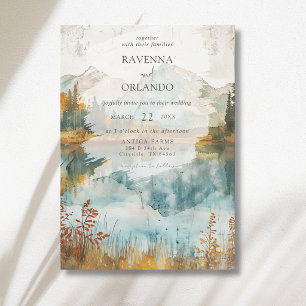 Herbstliche Vintage-Hochzeit am Bergsee Einladung