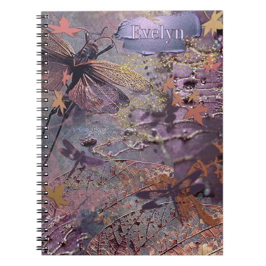 Herbstliche Violette Fantasie-Collage Notizblock (Vorderseite)