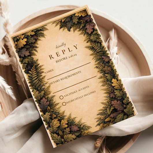 Herbstliche Waldhochzeit RSVP Karte