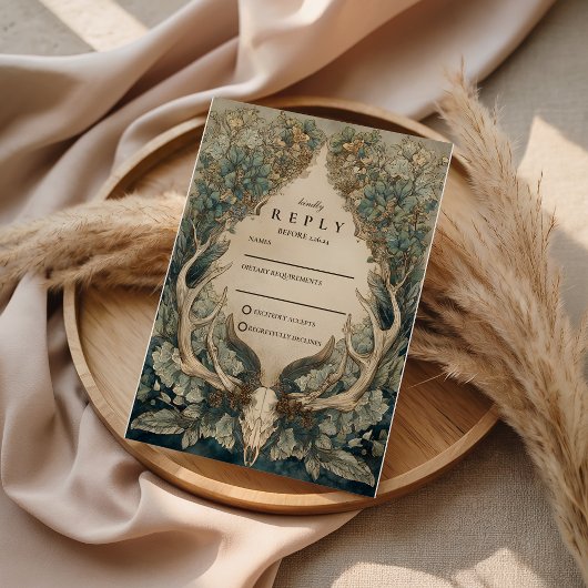 Herbstliche Waldhochzeit RSVP Karte