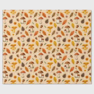 Herbstliche Waldpilze & Kiefernzapfen Herbstverpac Geschenkpapier