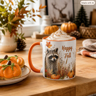 Herbstliche Waschbärenfamilie Glücklicher Herbst Tasse