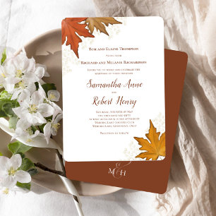 Herbstliche Wasserfarben-Blätter Hochzeit individu Einladung