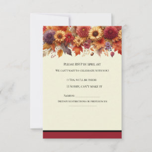 Herbstliche Wasserfarben-Blumen-Creme RSVP Karte