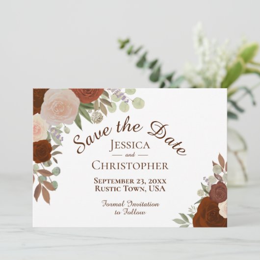 Herbstliche Wasserfarben Einfache Hochzeit Save The Date (Stehend Vorderseite)