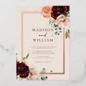 Herbstliche Wasserfarben - Elegante Hochzeit Folieneinladung (Vorderseite)