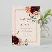 Herbstliche Wasserfarben - Elegante Hochzeit Folieneinladung (Stehend vorne)