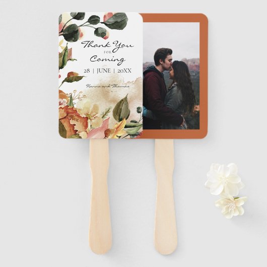 Herbstliche Wasserfarbenflorale Rustikale Hochzeit Fächer (Vorne und Hinten)