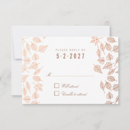 Herbstliche Whimsical-Blätter Kupfer-Hochzeitkarte RSVP Karte