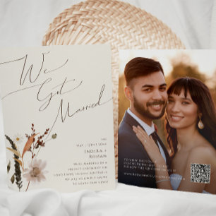 Herbstliche Wildblume   Beige Hochzeitsankündigung Einladung