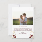 Herbstliche Wildblume Boho Wedding Fotos Dankeskarte (Rückseite)