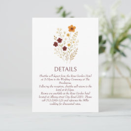 Herbstliche Wildblume Elegant Boho Hochzeit Detail Begleitkarte