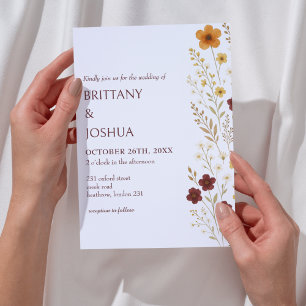 Herbstliche Wildblume Elegant Boho Hochzeit Einlad Einladung