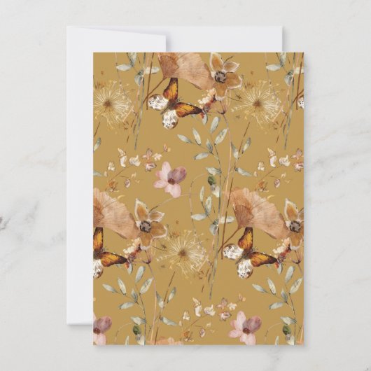 Herbstliche Wildblume | Floral Baby Dusche Einladung (Rückseite)