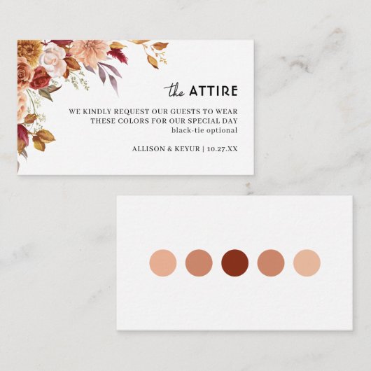 Herbstliche Wildblume Hochzeitskleidung Code Begleitkarte (Vorne/Hinten)