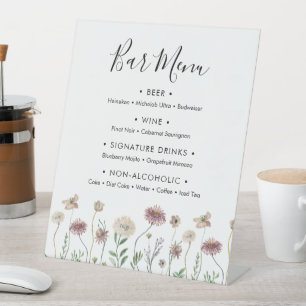 Herbstliche Wildblume Hochzeitsmenü Bar-Pedestelle Sockelschild