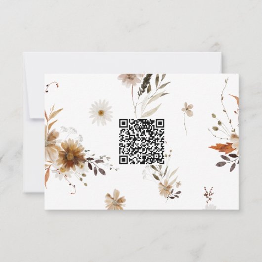 Herbstliche Wildblume | Horizontale QR-Code RSVP-K RSVP Karte (Rückseite)