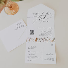 Herbstliche Wildblume | Lässiges QR-Code-Siegel un All In One Einladung