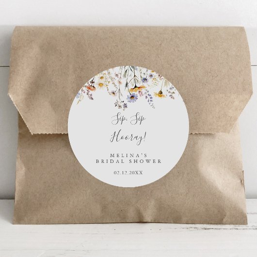 Herbstliche Wildblume Sip Hooray Brautparty Runder Aufkleber