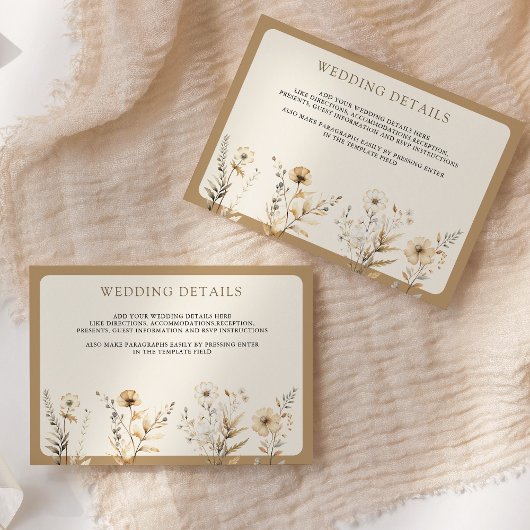 Herbstliche Wildblume von Boho - Hochzeitdetails Begleitkarte