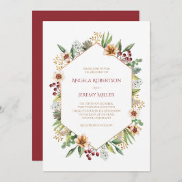 Herbstliche Wildblume Wasserfarbenhochzeit Rot Einladung