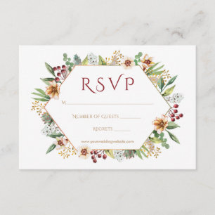 Herbstliche Wildblume Wasserfarbenhochzeit Rot RSVP Karte