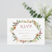 Herbstliche Wildblume Wasserfarbenhochzeit Rot RSVP Karte (Stehend Vorderseite)