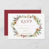 Herbstliche Wildblume Wasserfarbenhochzeit Rot RSVP Karte (Vorne/Hinten)