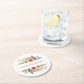 Herbstliche Wildblume Wasserfarbenhochzeit Rot Runder Pappuntersetzer (Vor Ort)