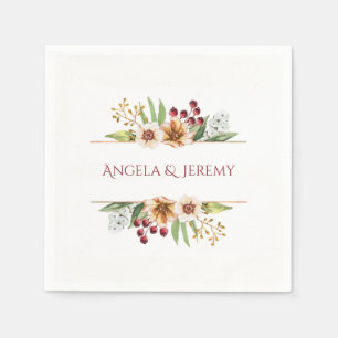 Herbstliche Wildblume Wasserfarbenhochzeit Rot Serviette