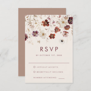 Herbstliche Wildblume Wiesen Hochzeit RSVP Karte