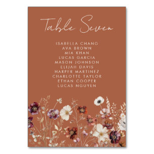 Herbstliche Wildblume Wiesen Hochzeit Tischnummer