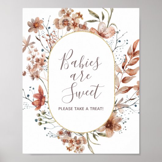 Herbstliche Wildblumen Babys sind süß Poster (Vorne)