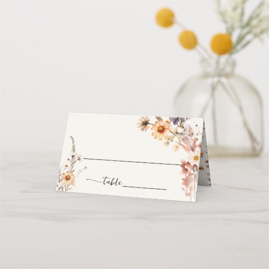 Herbstliche Wildblumen Boho Wedding Gast Name gekl Platzkarte (Vorderseite)