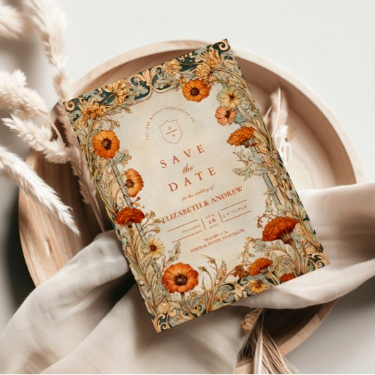 Herbstliche Wildblumen-Botanische Hochzeit Save The Date