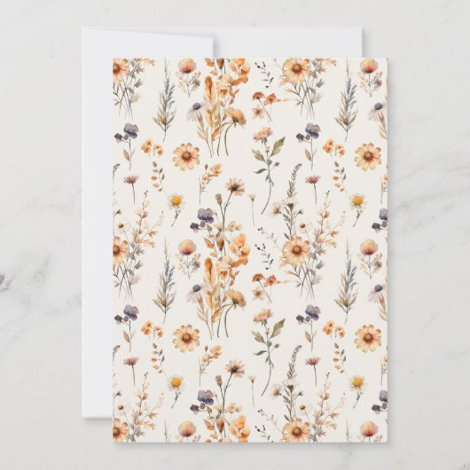 Herbstliche Wildblumen Brautparty Boho Hochzeit Einladung (Rückseite)