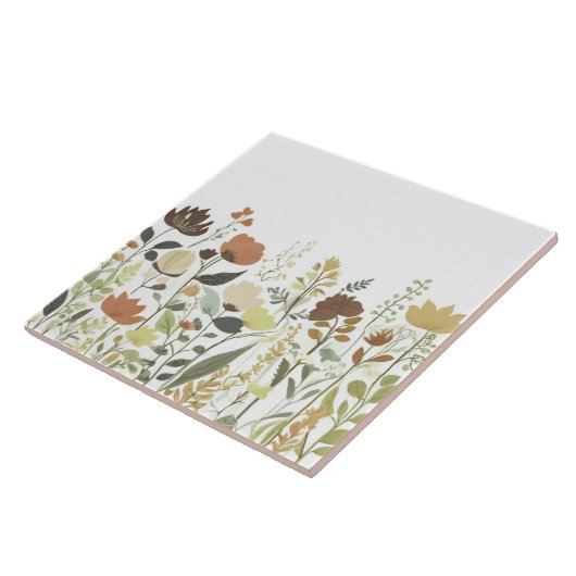 Herbstliche Wildblumen - Erdfall Blumenzustände Bl Fliese (Seite)