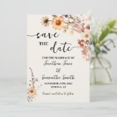 Herbstliche Wildblumen Save the Date Hochzeit (Stehend Vorderseite)