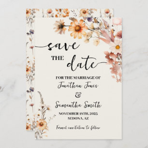 Herbstliche Wildblumen Save the Date Hochzeit