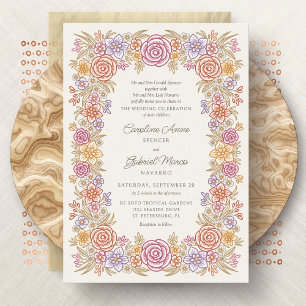 Herbstliche Wildblumen Whimsikale Hochzeit Einladung