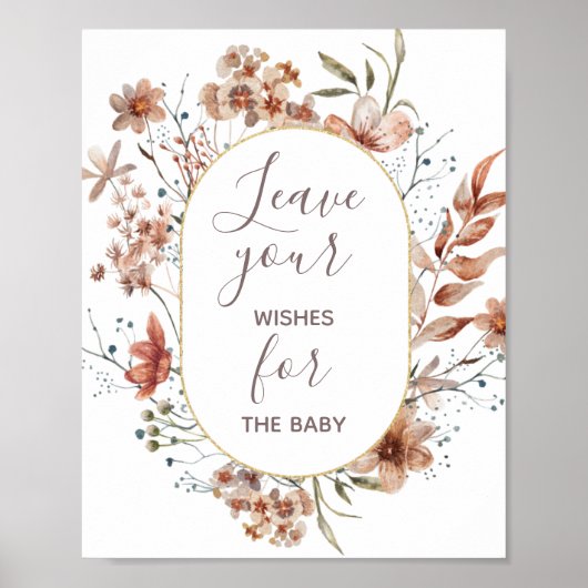 Herbstliche Wildblumen wollen Baby-Zeichen Poster (Vorne)