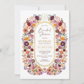 Herbstliche Wildblumengarten-Monogramm-Brautparty Einladung (Vorderseite)