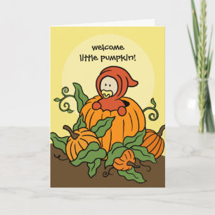 Herbstliche Willkommenskarte für kleines Kürbiskin Karte