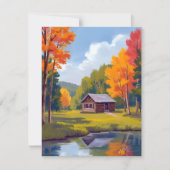 Herbstliche Wohnstätte Seeufer Cottage Karte (Vorderseite)