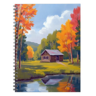 Herbstliche Wohnstätte Seeufer Cottage Notizblock