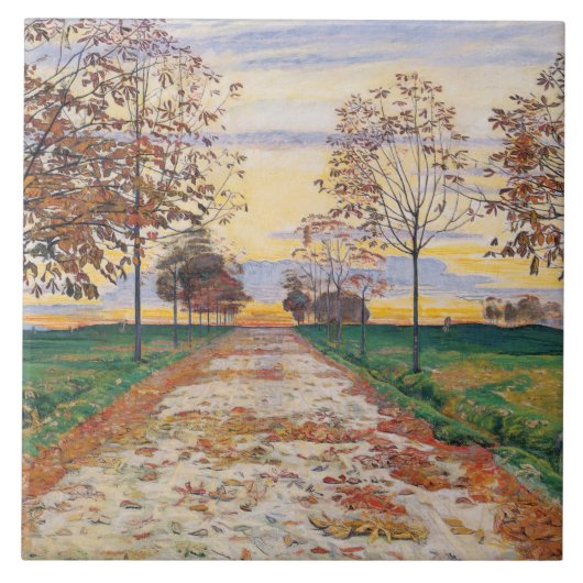 Herbstlicher Abend (von Ferdinand Hodler) Fliese (Vorderseite)