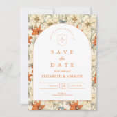Herbstlicher Blumenbogen Hochzeit Save The Date (Vorderseite)